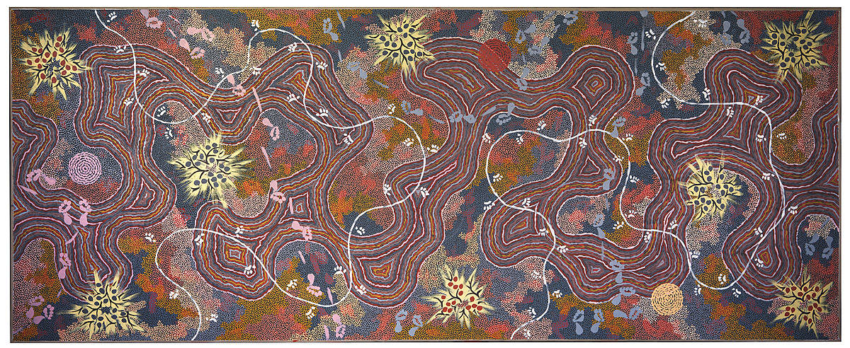 Clifford Possum Tjapaltjarri, Anmatyerr people (1932 – 2002). 'Possum Dreaming' 1994 (National Gallery of Australia).