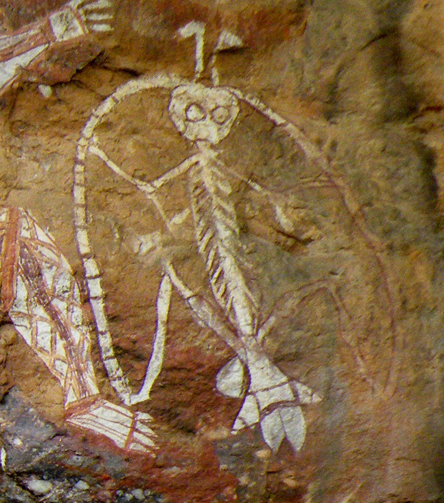 Depiction of Namarrgon in the Anbangbang rock painting gallery in Nourlangie, Kakadu.
