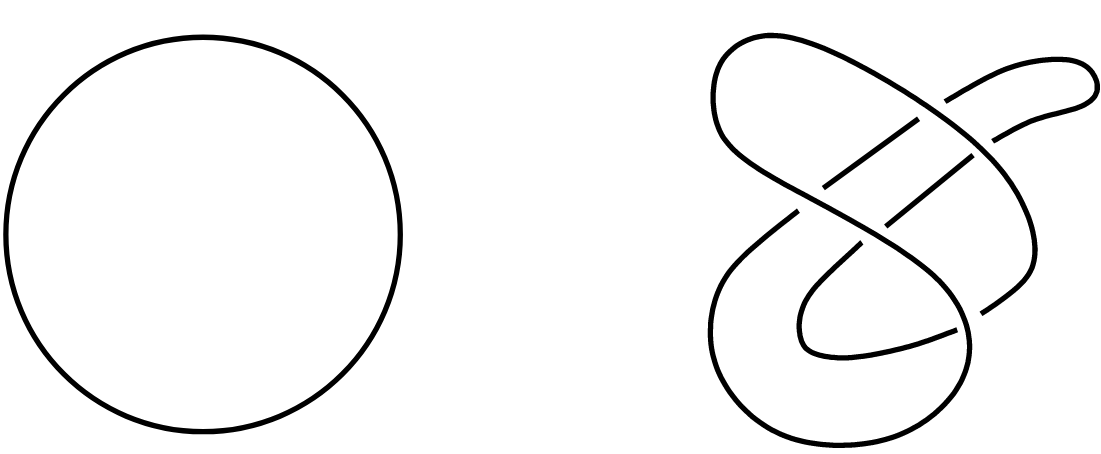 Two simple projections of the unknot