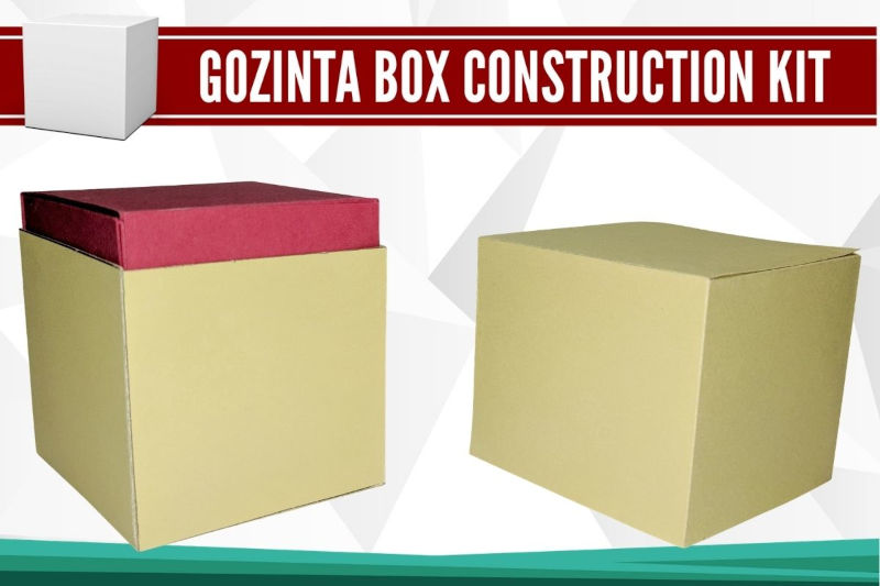 Create your own Gozinta Boxes with this construction kit, two pieces of paper, a knife and some glue.